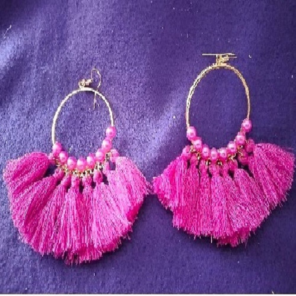 PURPLE FAN EARRINGS